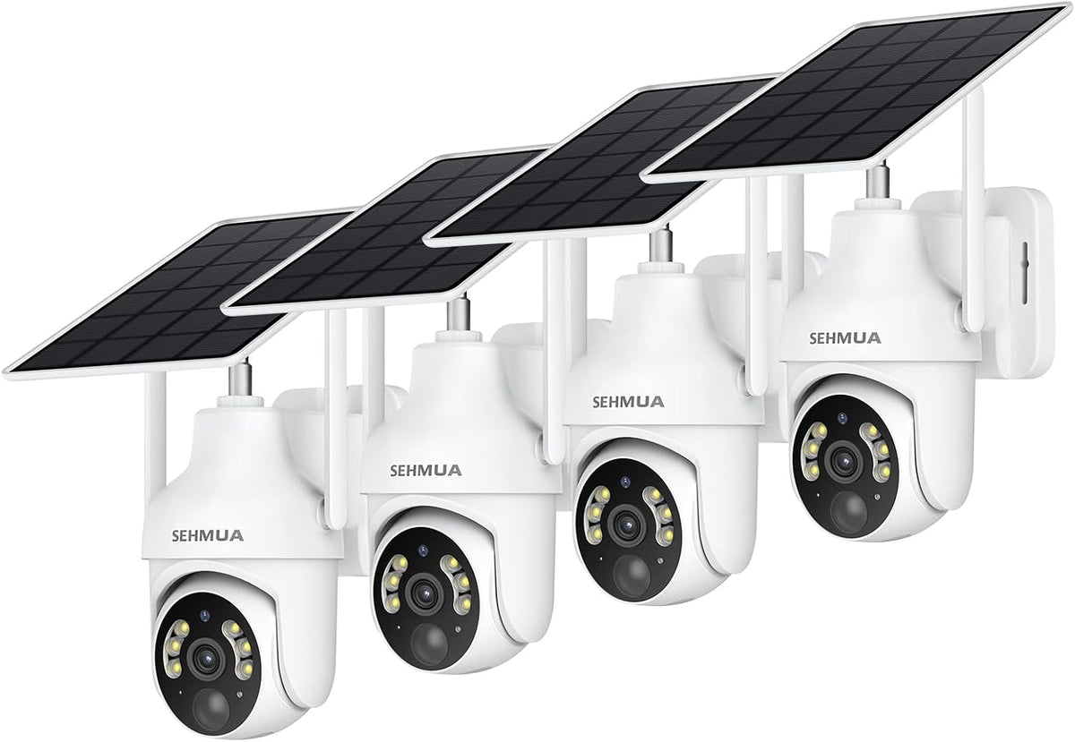 SEHMUA - Cámaras de seguridad solar 2K inalámbricas para exteriores...