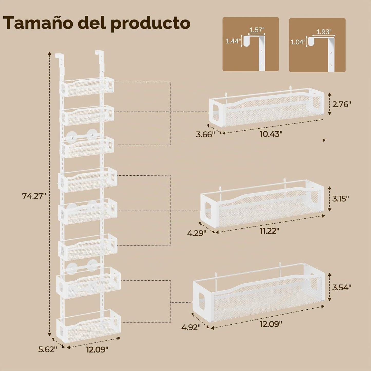 Delamu Organizador de despensa de 8 niveles sobre la puerta, 2 en 1...