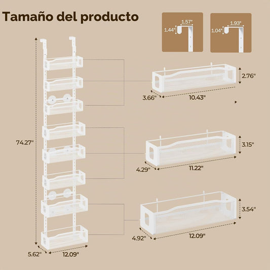 Delamu Organizador de despensa de 8 niveles sobre la puerta, 2 en 1...