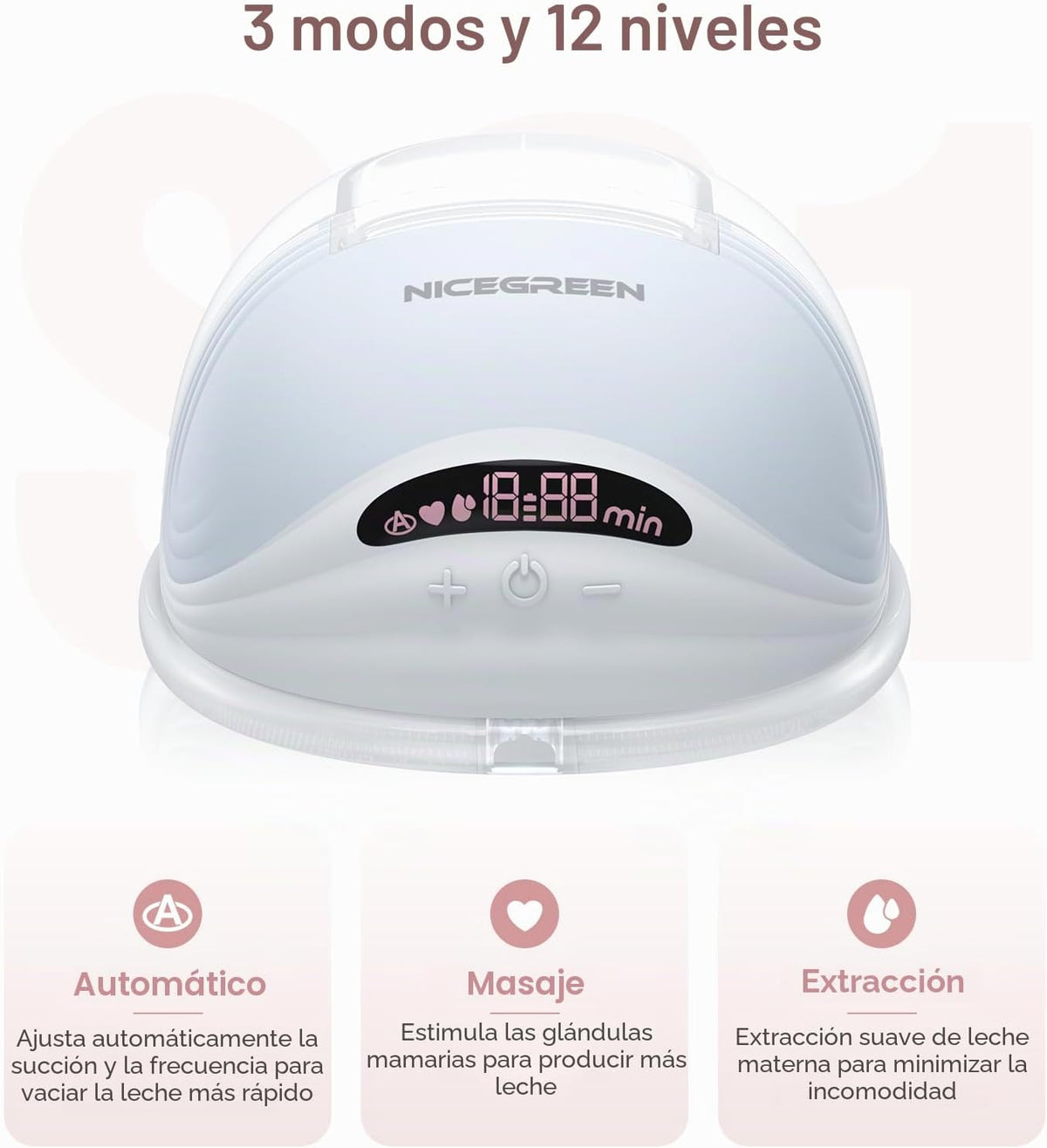 NICEGREEN Life Extractor de leche portátil S21, extractor de leche...