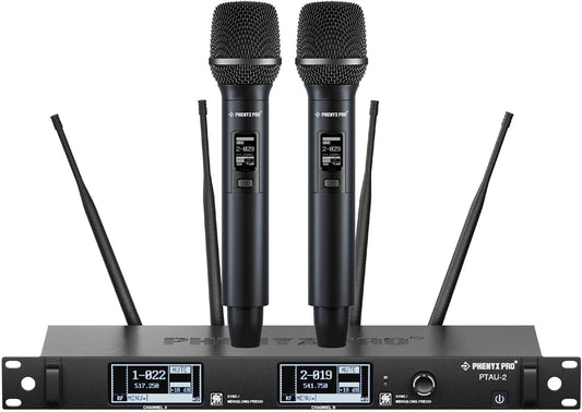 Phenyx Pro Sistema de Micrófono Inalámbrico de Doble Canal, Micrófo...