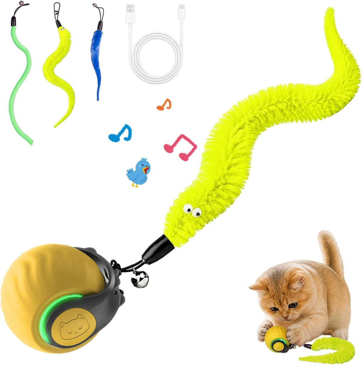 Juguetes interactivos para gatos con sonidos de pájaros y 7 modos d...
