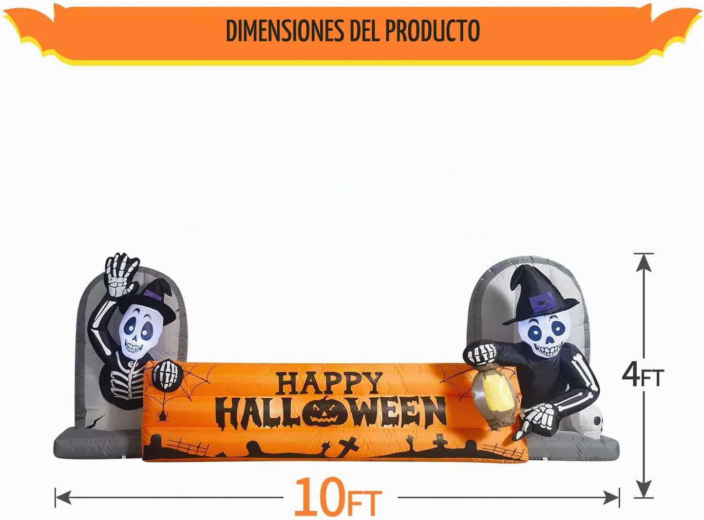 Decoración inflable grande de Halloween de 10 pies, pancarta de láp...
