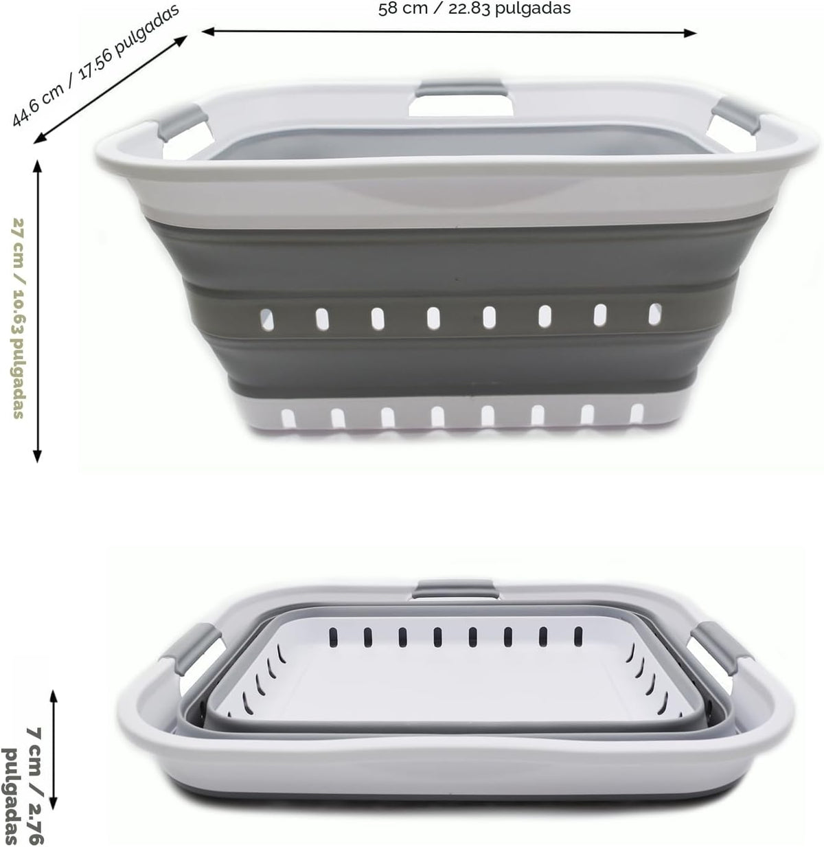 SAMMART Cesta de lavandería de plástico plegable de 42L (11 galones...