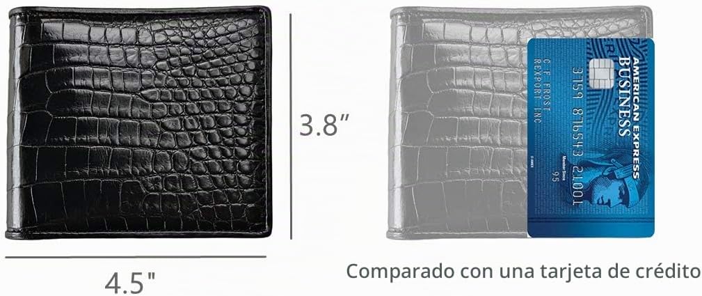 CHERRY CHICK Billetera de piel de cocodrilo hecha a mano para hombr...