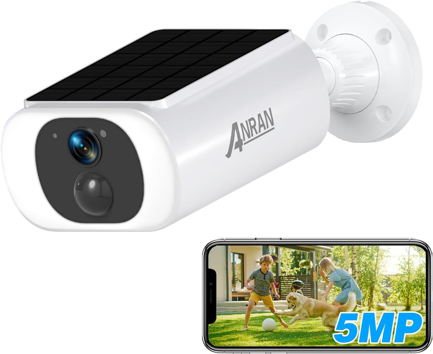 ANRAN Cámara de seguridad solar de 5 MP para exteriores, cámara ina...