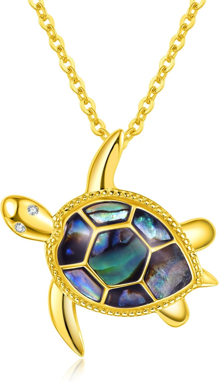 Collar de tortuga marina PRAYMOS para mujer, plata de ley 925, conc...