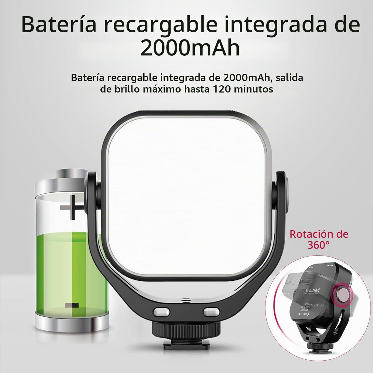 ULANZI VL66 Luz LED ajustable bicolor recargable 2500-6500K - Mini...