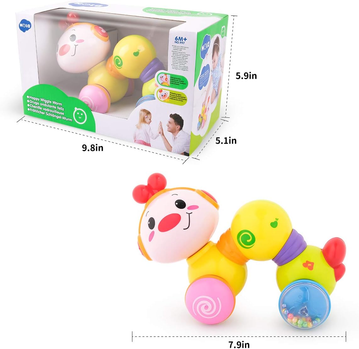 Vanmor - Juguetes para bebés de 6 a 12 meses, oruga musical Press &...