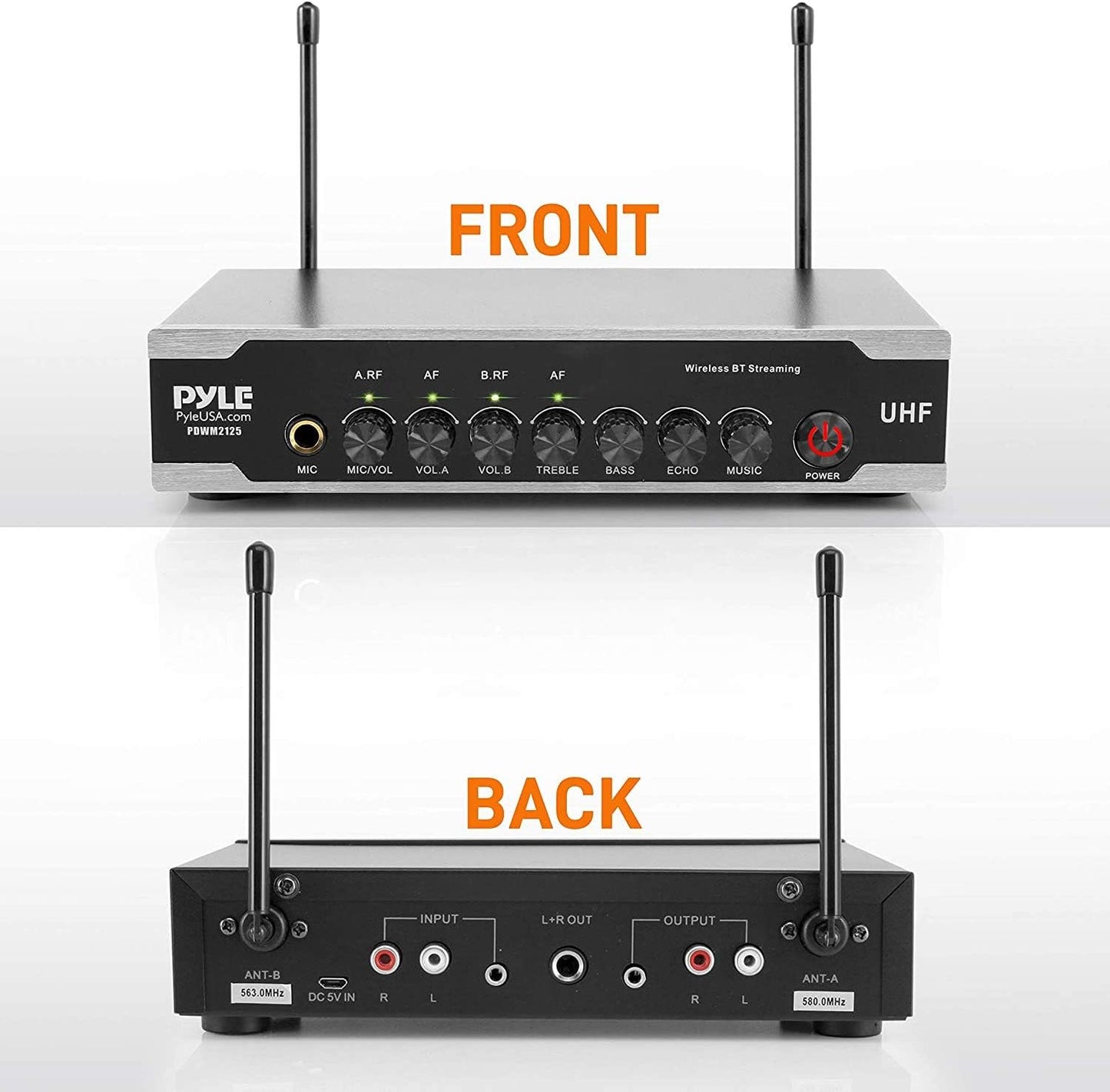 Pyle Sistema de micrófono inalámbrico Uhf portátil, juego de micróf...