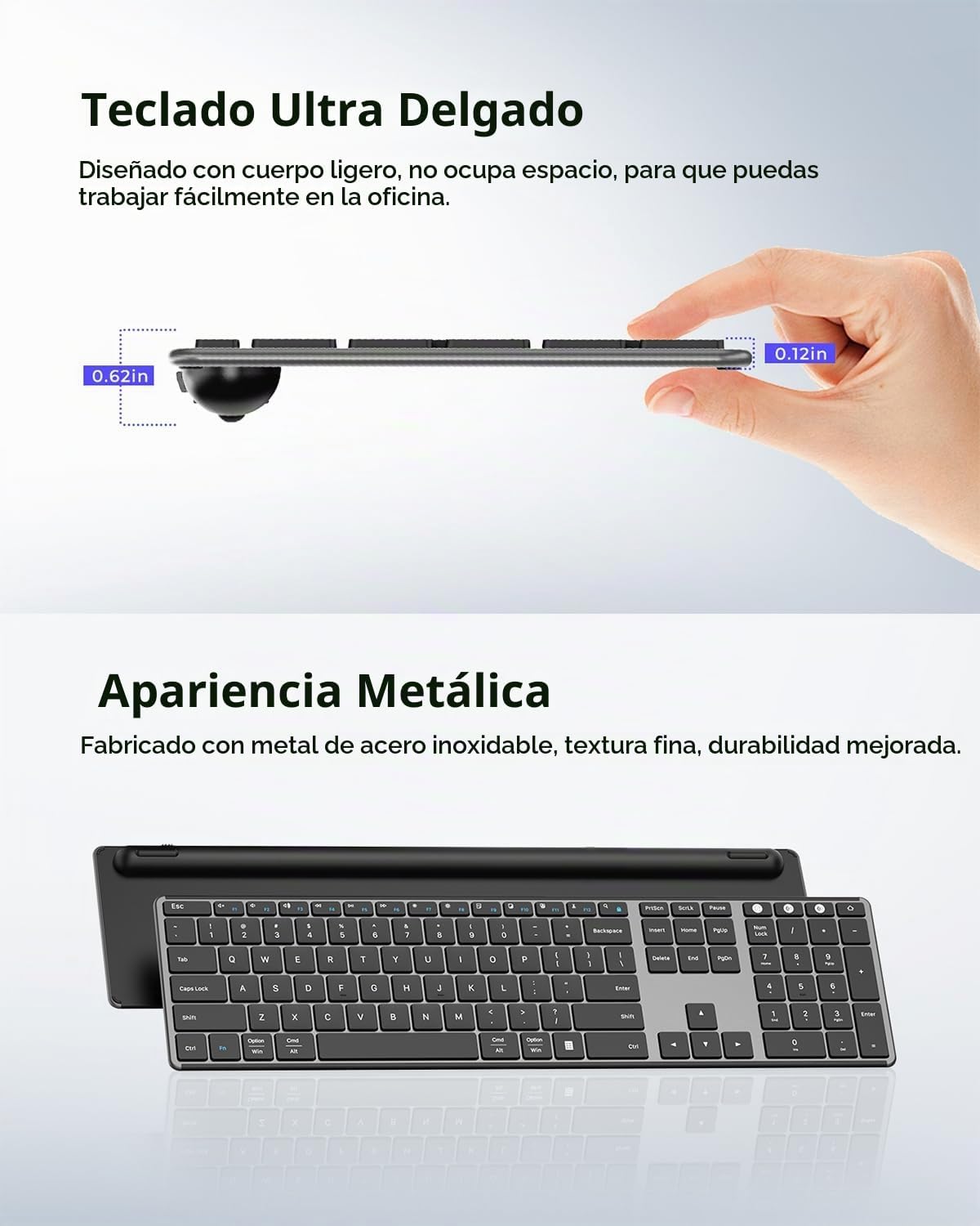 Seenda Combo de Teclado y Ratón Inalámbrico Bluetooth, SKM64-3 Tecl...