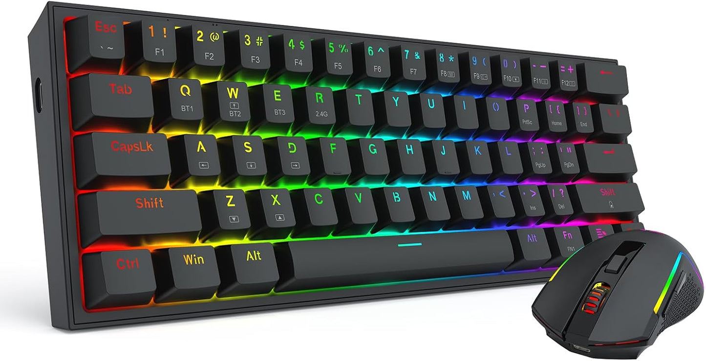 Redragon Teclado inalámbrico para juegos S144 Combo, K617 PRO 60% +...