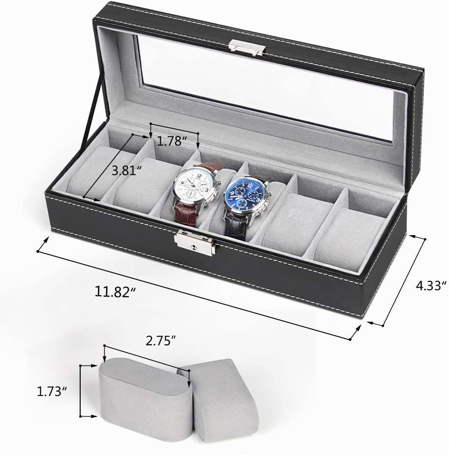 NEX Organizador de Caja de Reloj de 6 Ranuras para Hombres, Soporte...