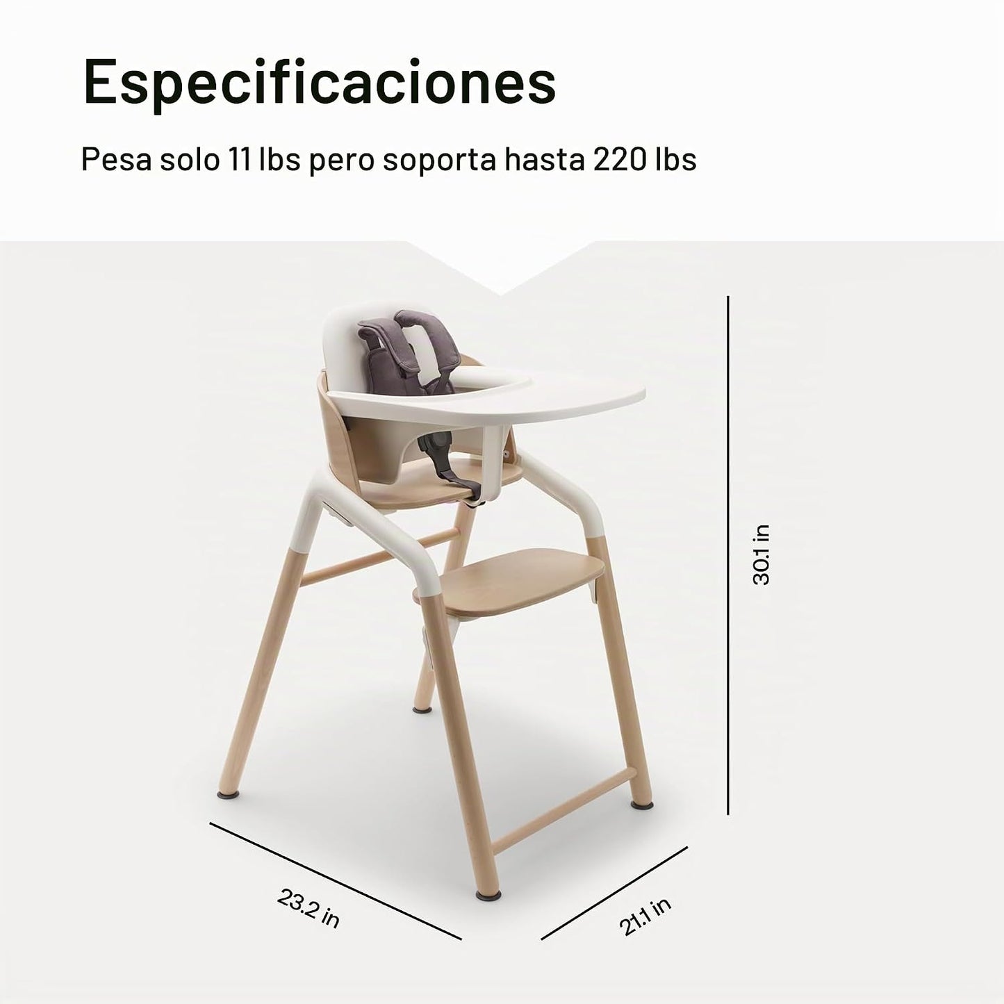Bugaboo Giraffe - Silla alta de madera para bebé, ajustable en 1 se...