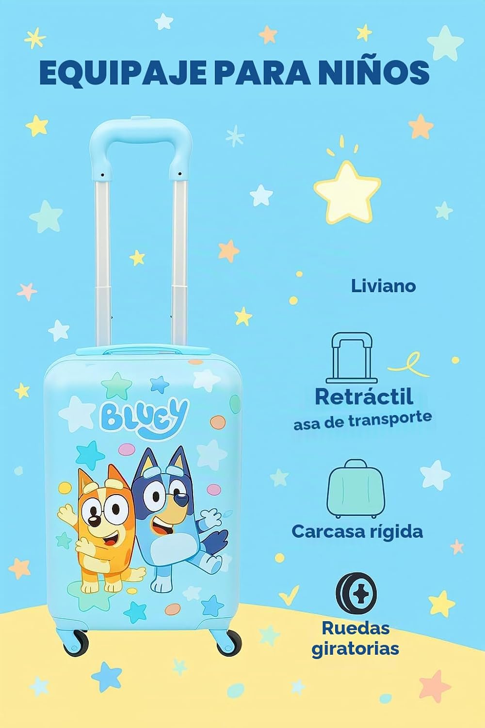 Fast Forward Bluey - Maleta rígida de 20 pulgadas, bonita y durader...