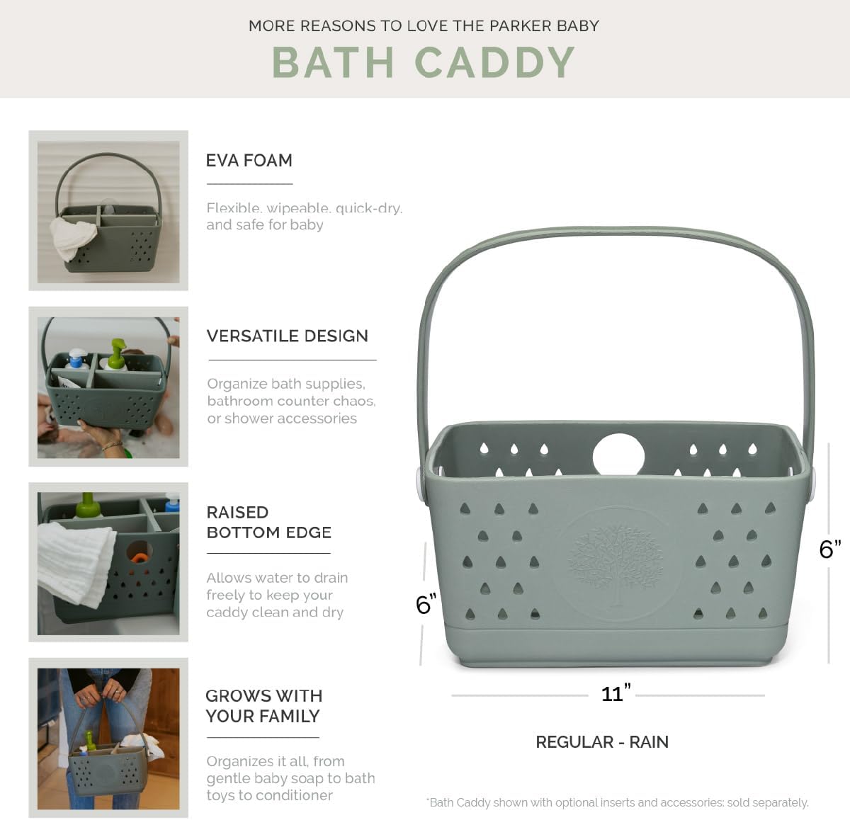 Parker Baby Co. Organizador de baño de secado rápido con asa, lluvi...