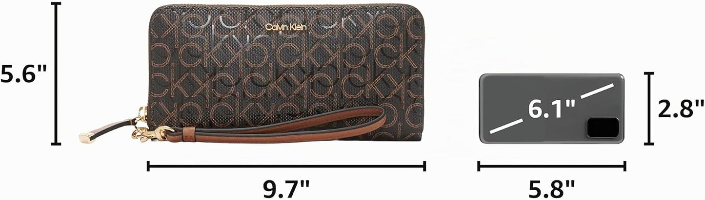 Calvin Klein Bolso tipo cartera Saffiano con cremallera alrededor p...