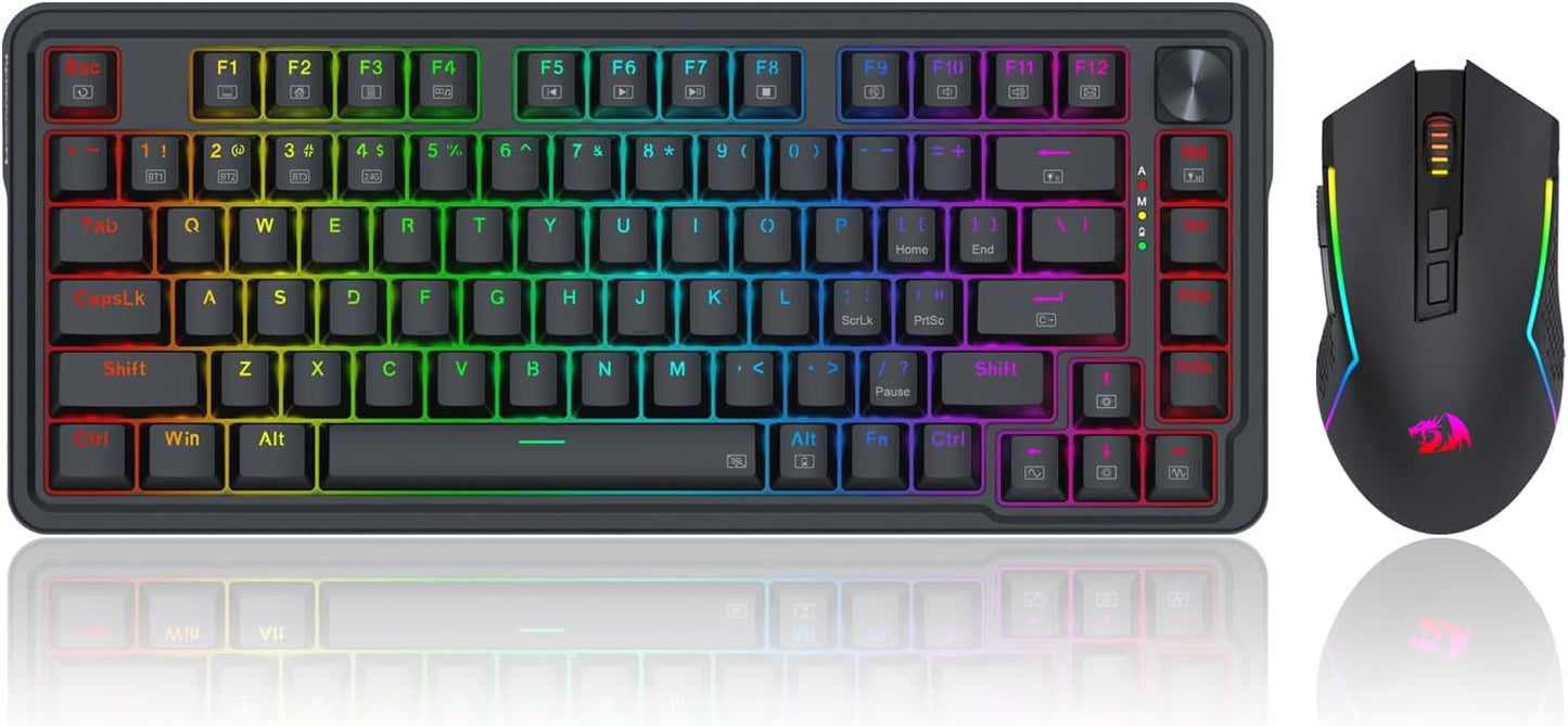 Redragon Combo de teclado y mouse para juegos Wilreess de 3 modos S...