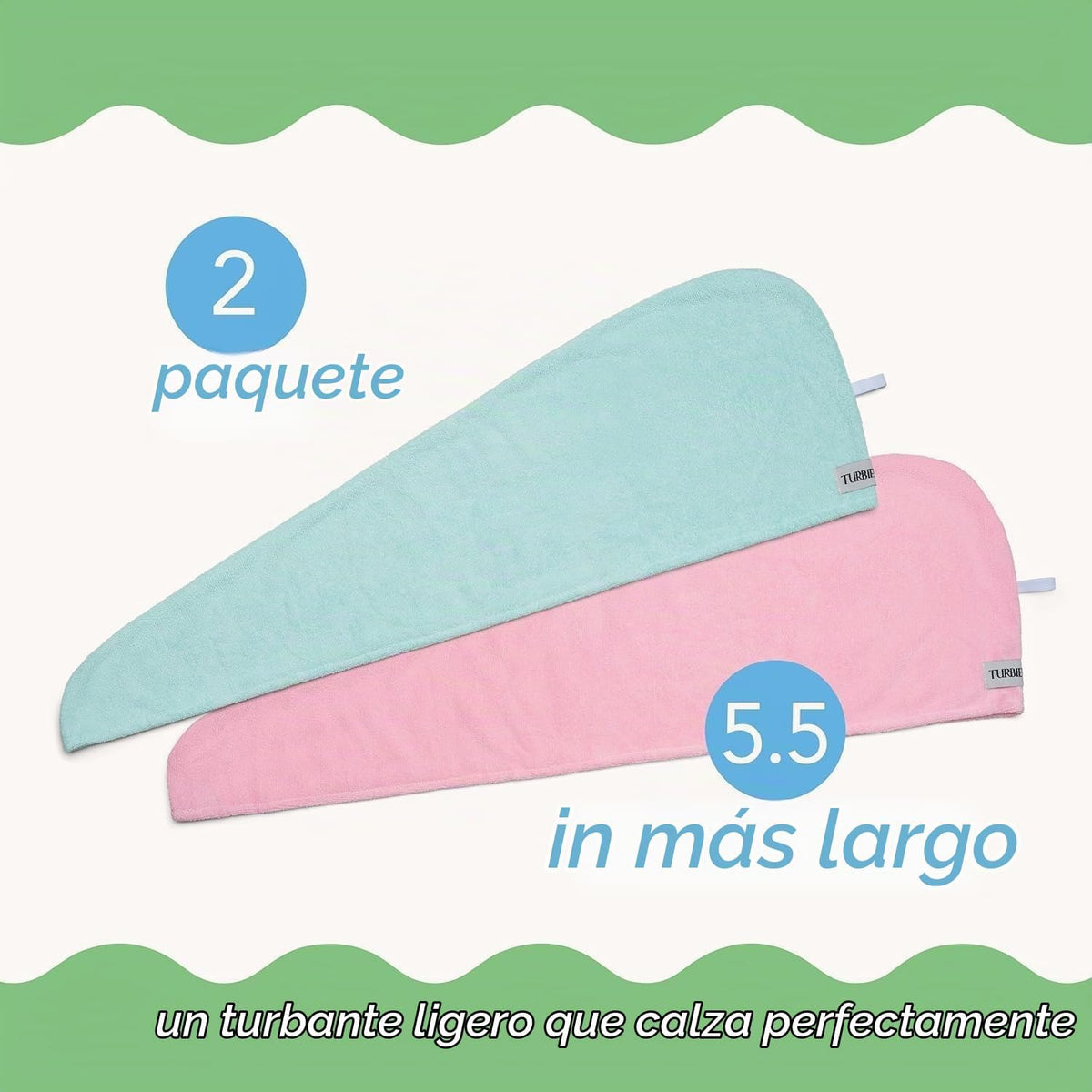 Turbie Twist Paquete de 2 toallas de microfibra extra largas para b...