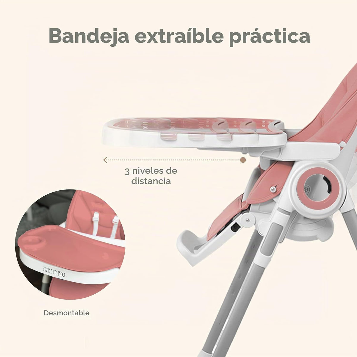 Silla Alta para Bebé Sweety Fox Ajustable a 7 Alturas Diferentes -...