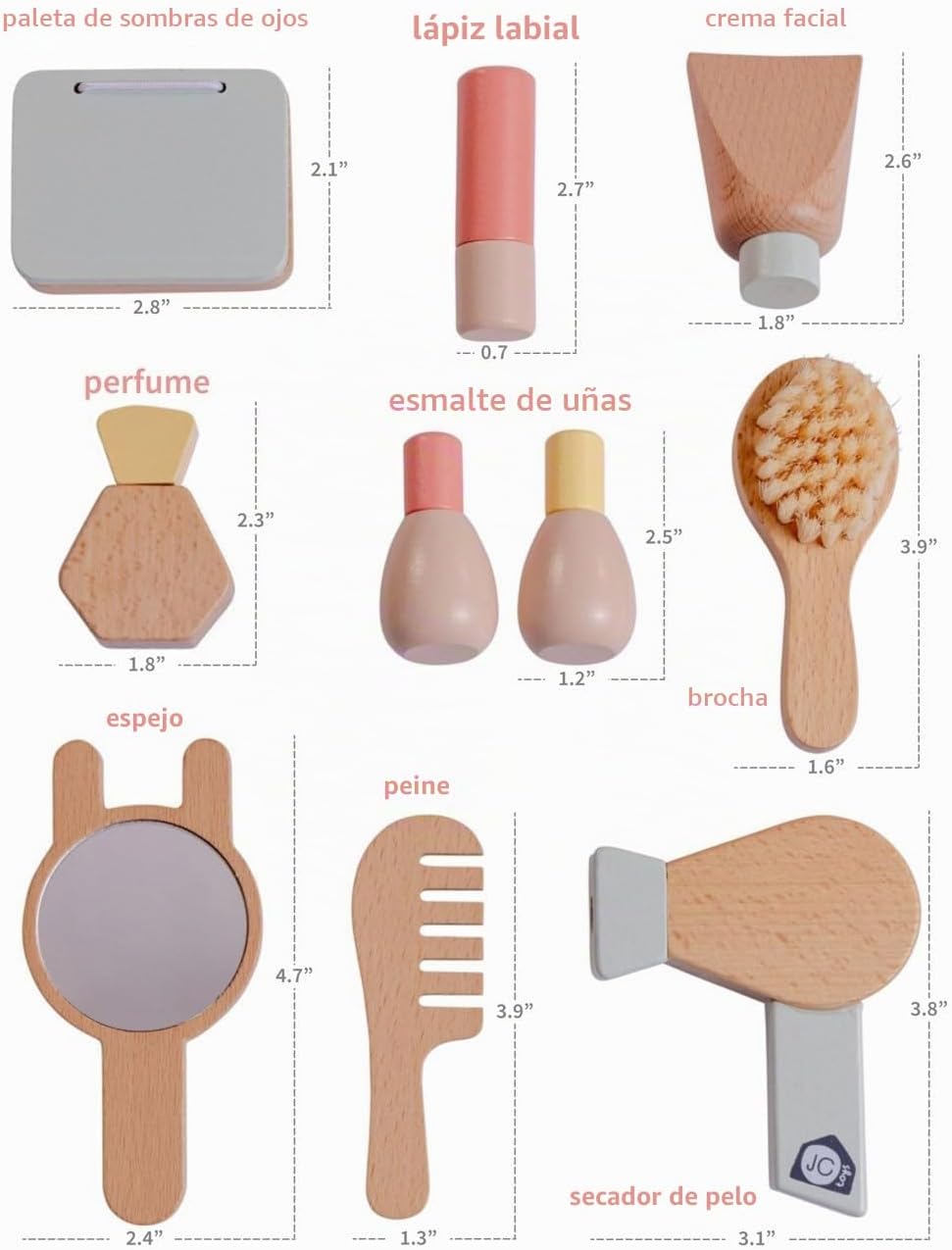JC Toys Parfait Collection | Juego de maquillaje de madera real de...