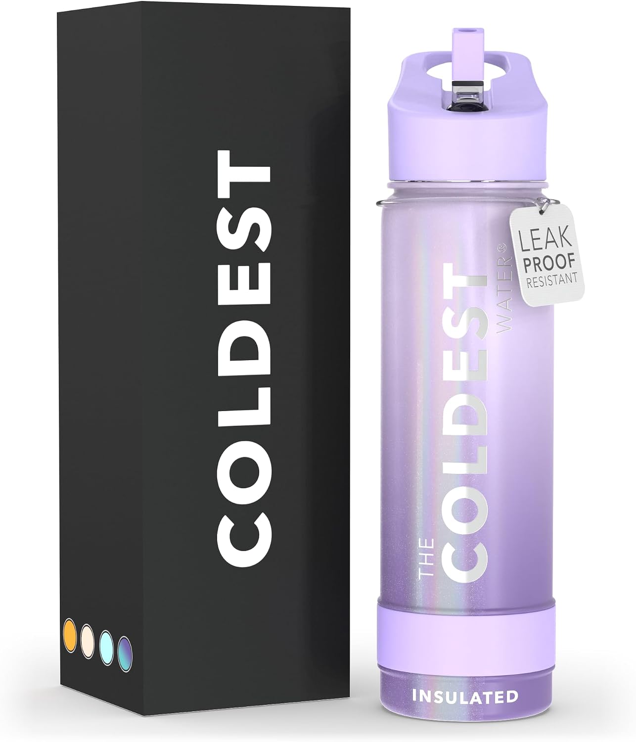 Coldest - Botella para agua con tapa que incluye pajilla, térmica y...