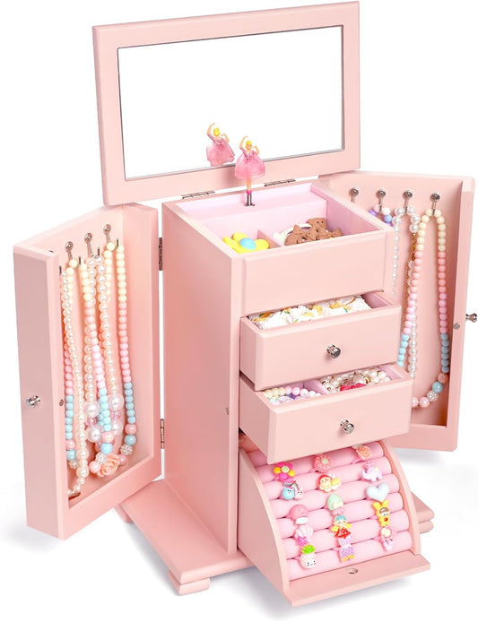 Emfogo Joyero musical para niñas, caja de música grande con bailari...