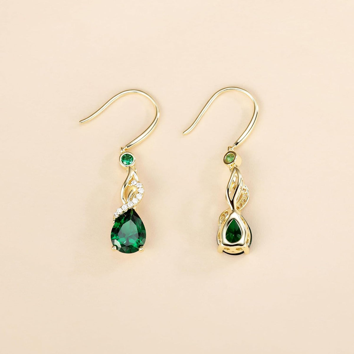 FANCIME Pendientes colgantes con piedra natal de pera para mujer de...