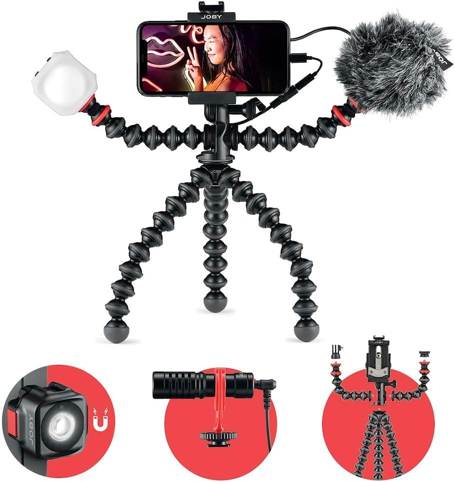 JOBY GorillaPod - Kit de vlogging móvil (plataforma de teléfono int...