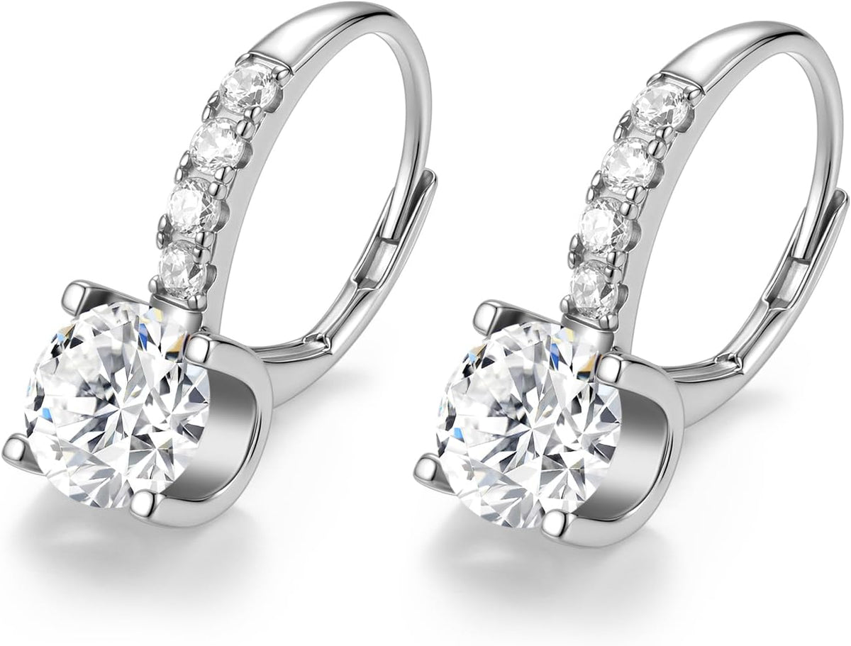 FANCIME Pendientes colgantes con piedra natal para mujer de plata d...
