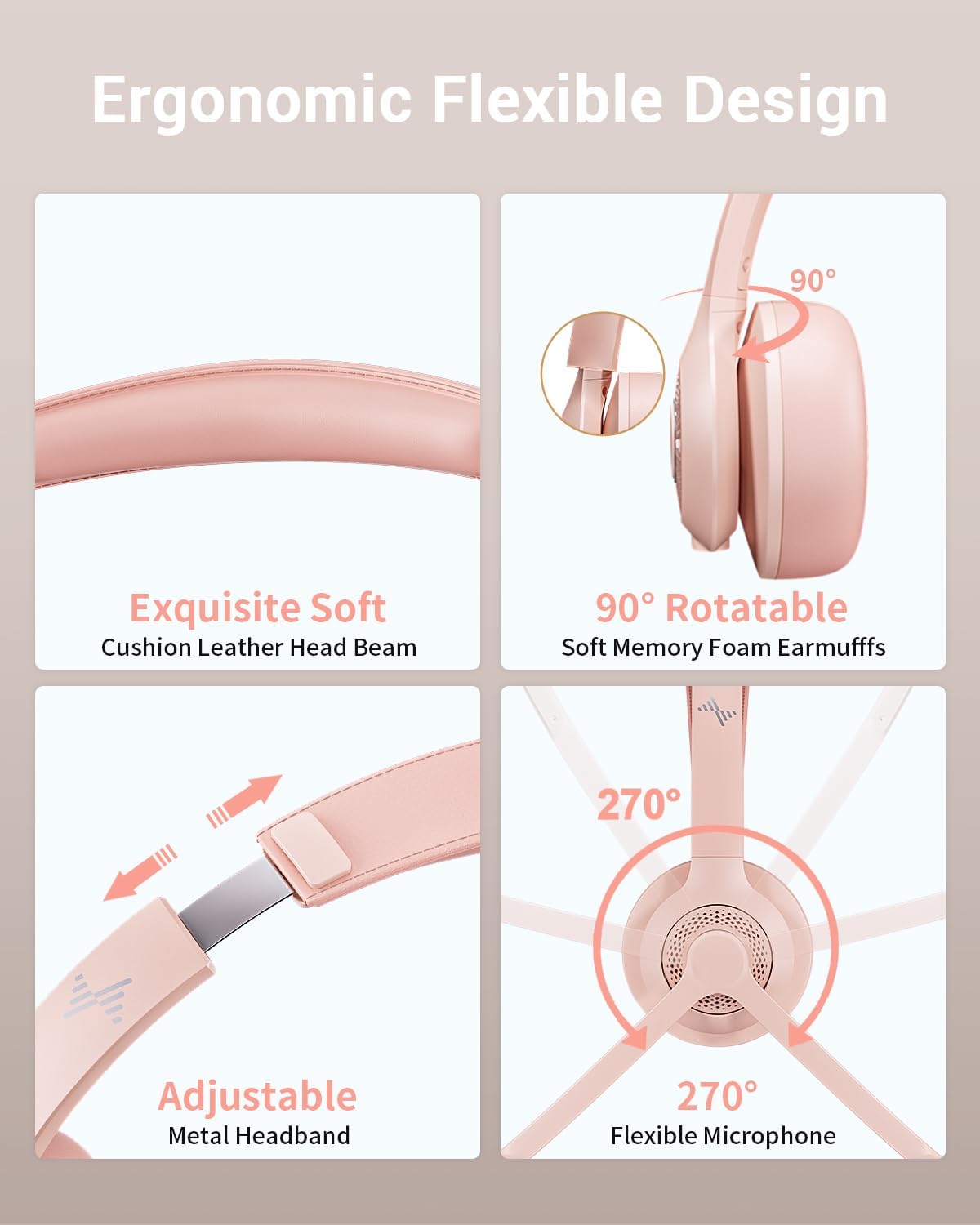 JIAMQISHI Auriculares Bluetooth inalámbricos rosados 5.2, auricular...