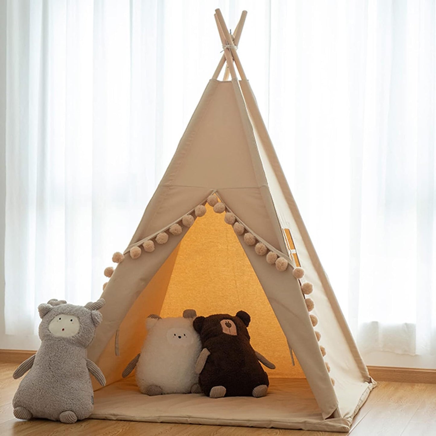 Tipi para niños, carpa de interior con alfombra de piso, bolsa de t...