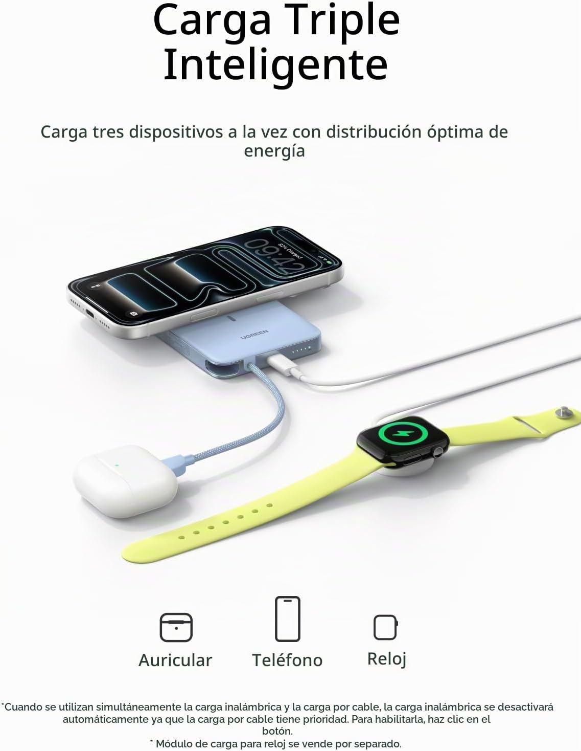 UGREEN Magflow Air Qi2 - Banco de energía magnético de 10000 mAh, c...