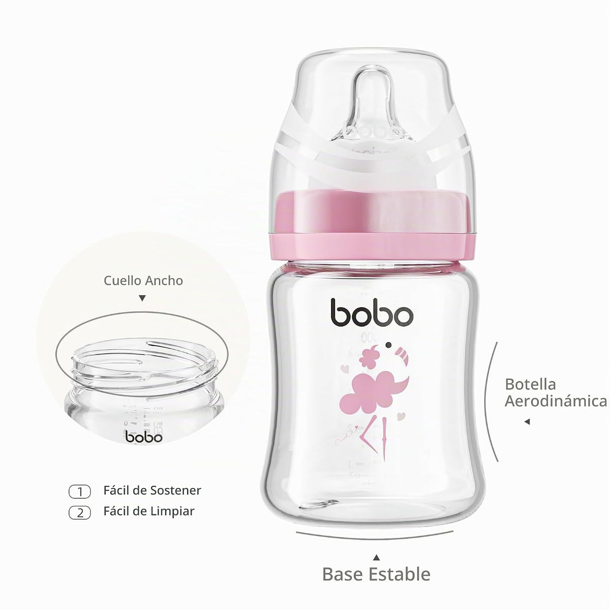 YOHKOH Biberones de vidrio para bebé con tetina de flujo lento, bib...