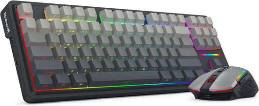 Redragon Combo de teclado mecánico inalámbrico y mouse, Bluetooth\/...