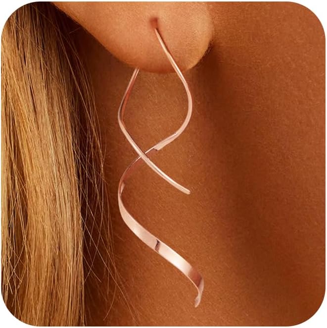 Bvuem Aretes Colgantes Chapados en Oro de 14K\/Plata de Ley, Joyerí...