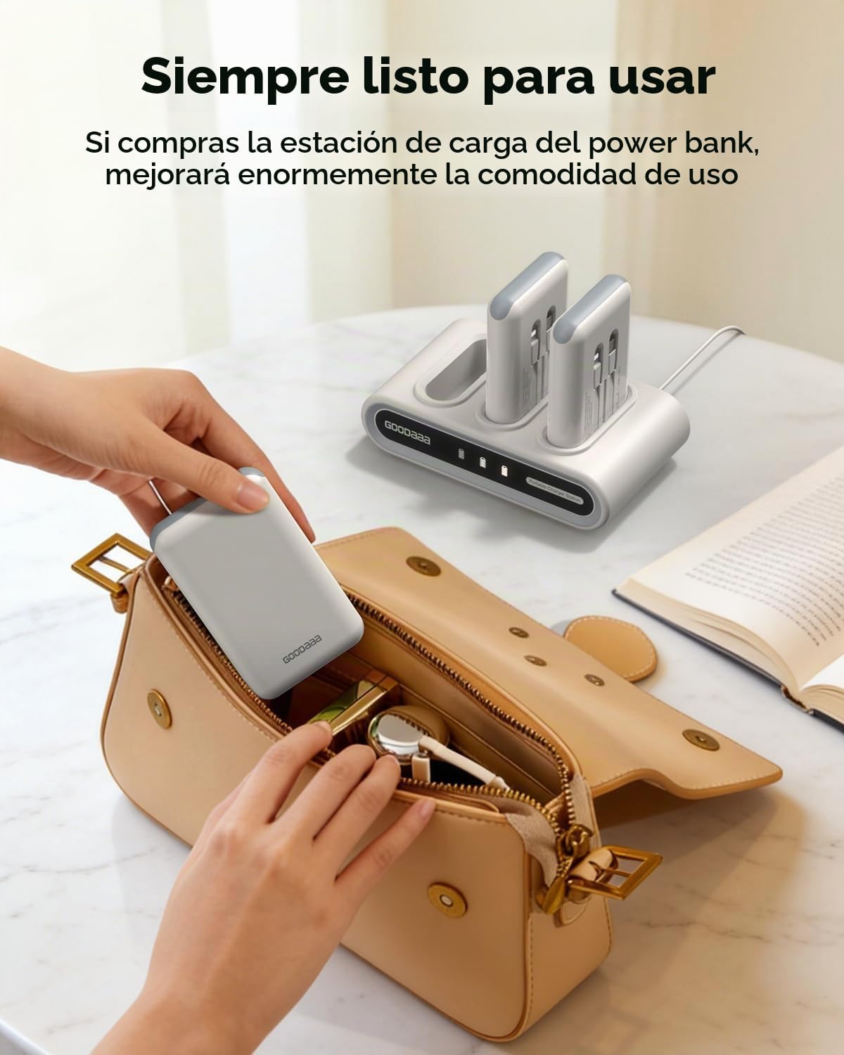 GOODaaa Cargador portátil, banco de energía de 10000 mAh, cables in...