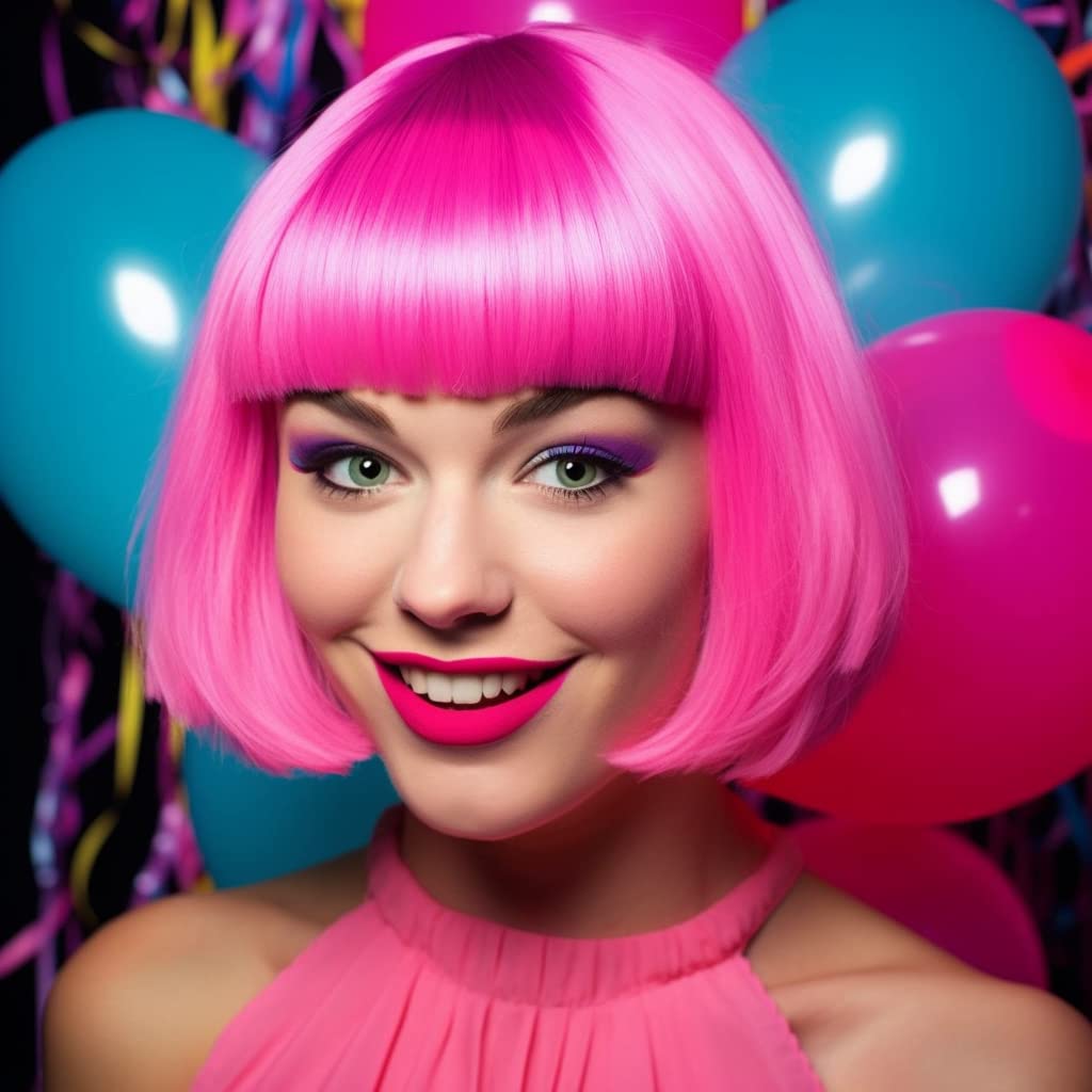 LIULIUBTY Pelucas de pelo corto estilo Bob lacio con flequillo plan...