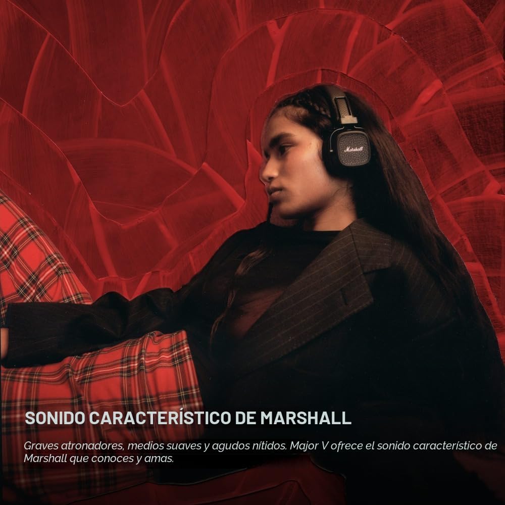 Marshall Major V - Auriculares inalámbricos con Bluetooth para llev...