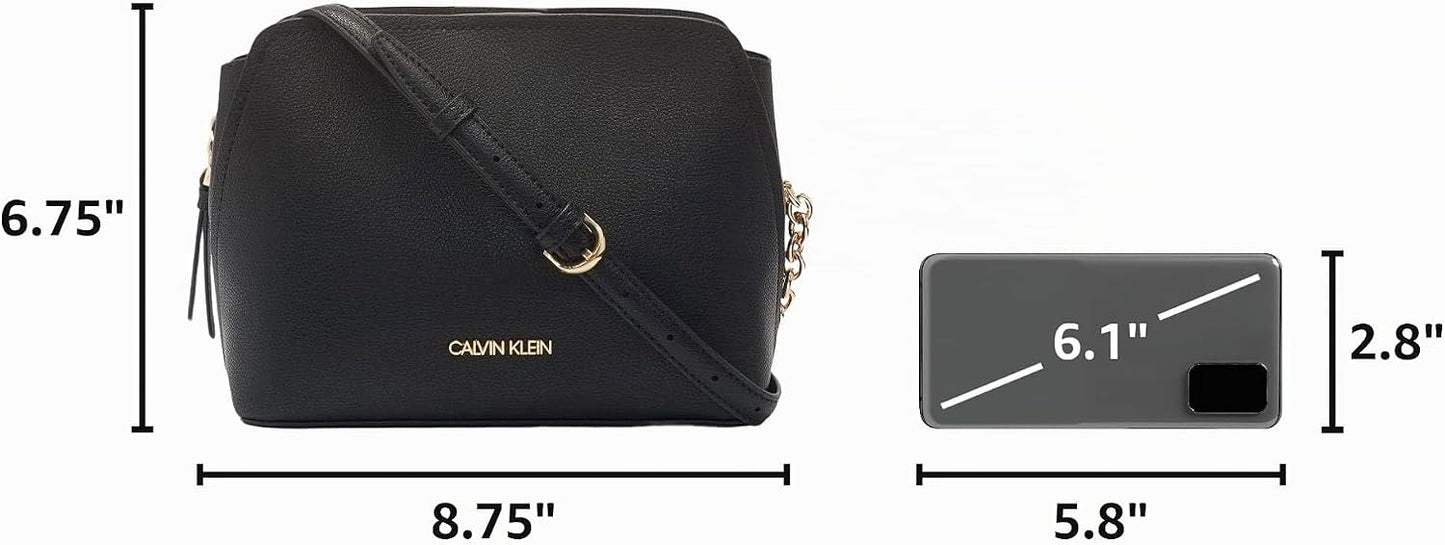 Calvin Klein Hailey Micro Pebble - Cadena cruzada con triple compar...