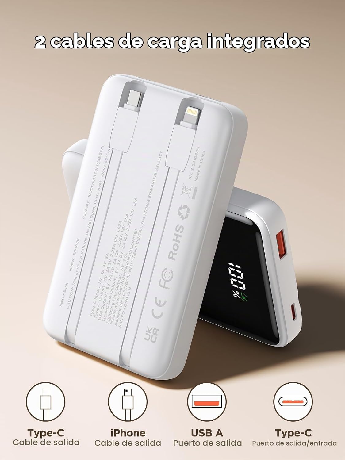 Aioneus Cargador portátil, cargador de batería de 10000 mAh, cargad...