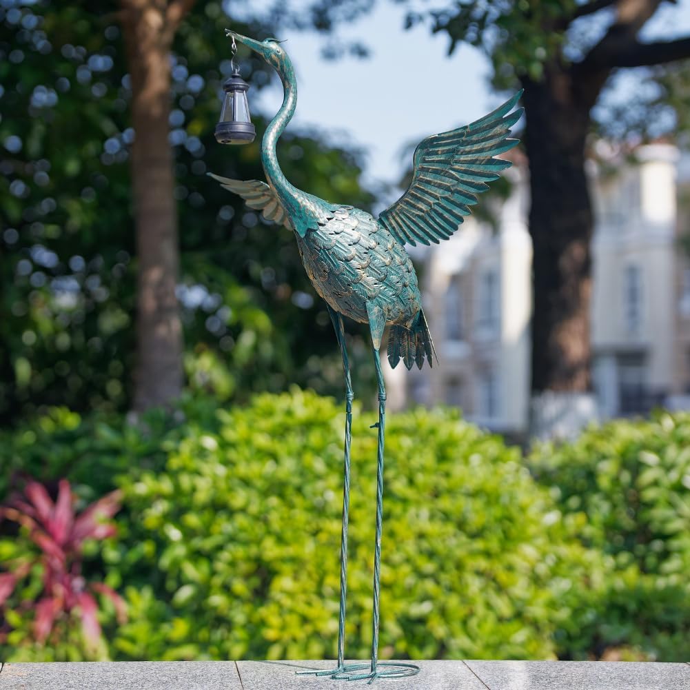 DREAMSOUL Heron Garden - Estatuas de pájaro de grúa de 40.5 pulgada...