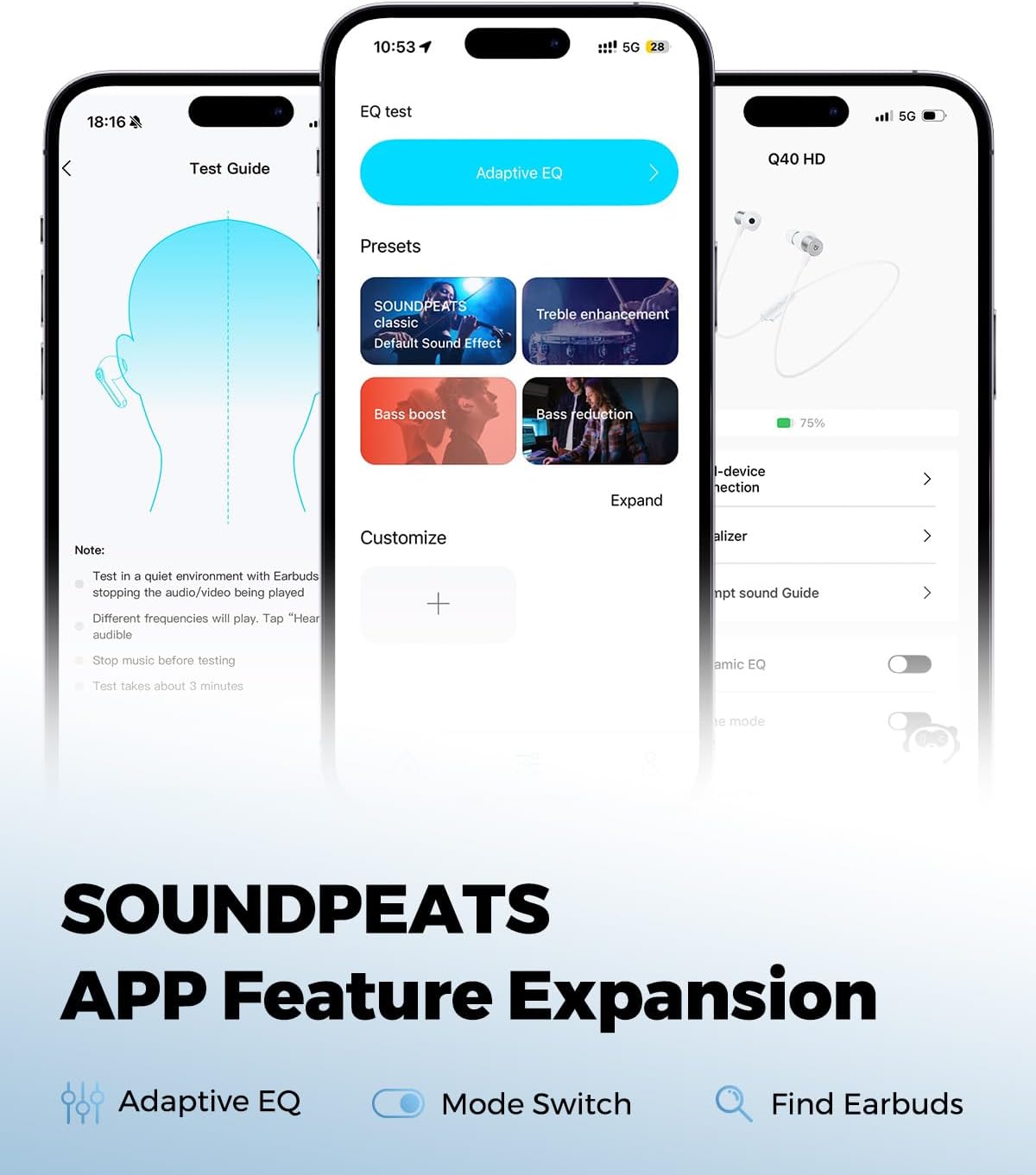 SoundPEATS Q40 HD - Auriculares deportivos Bluetooth con banda para...