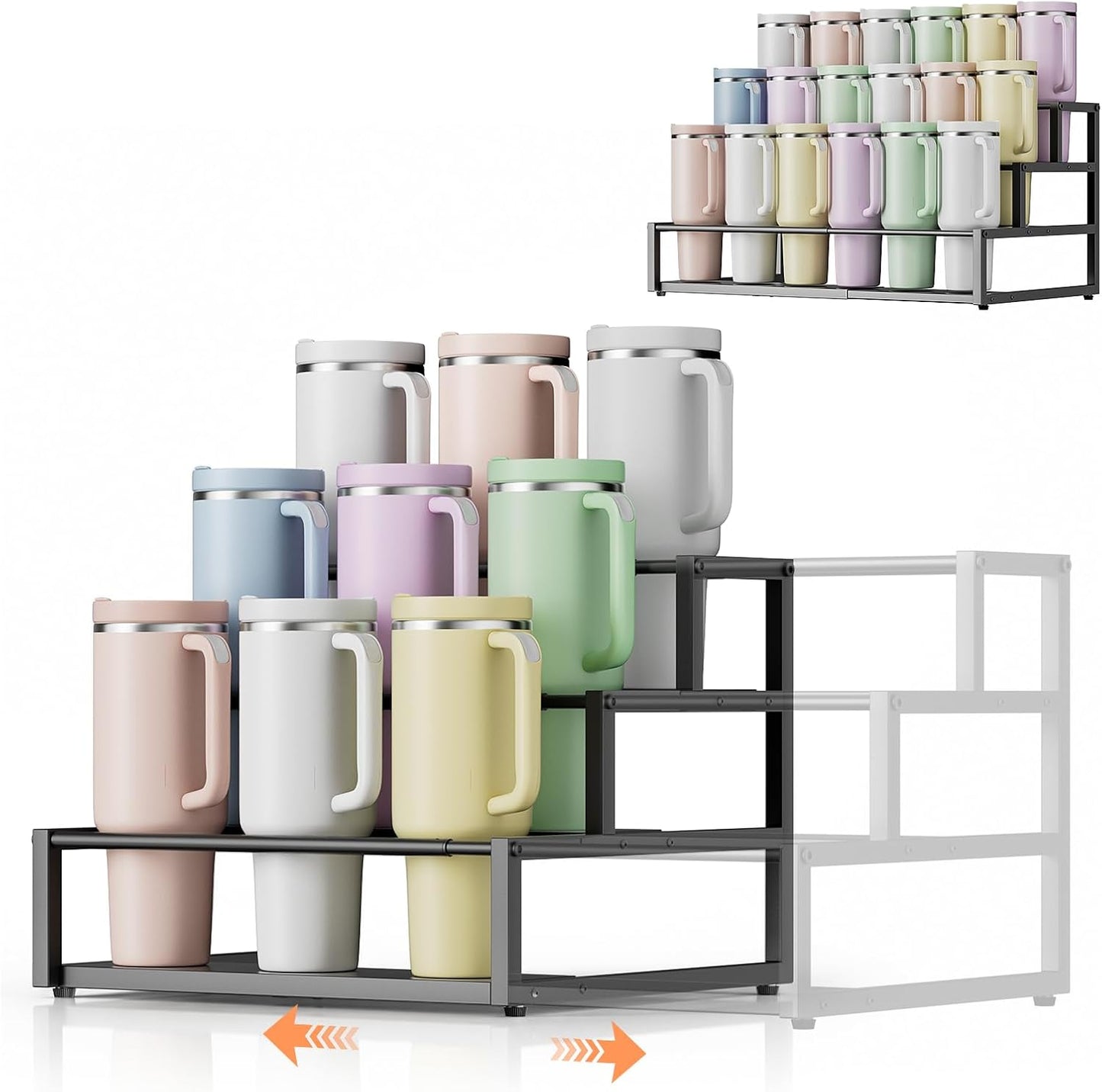 MOJOHAND Portavasos Stanley expandible de 3 niveles, 9-18 tazas, la...