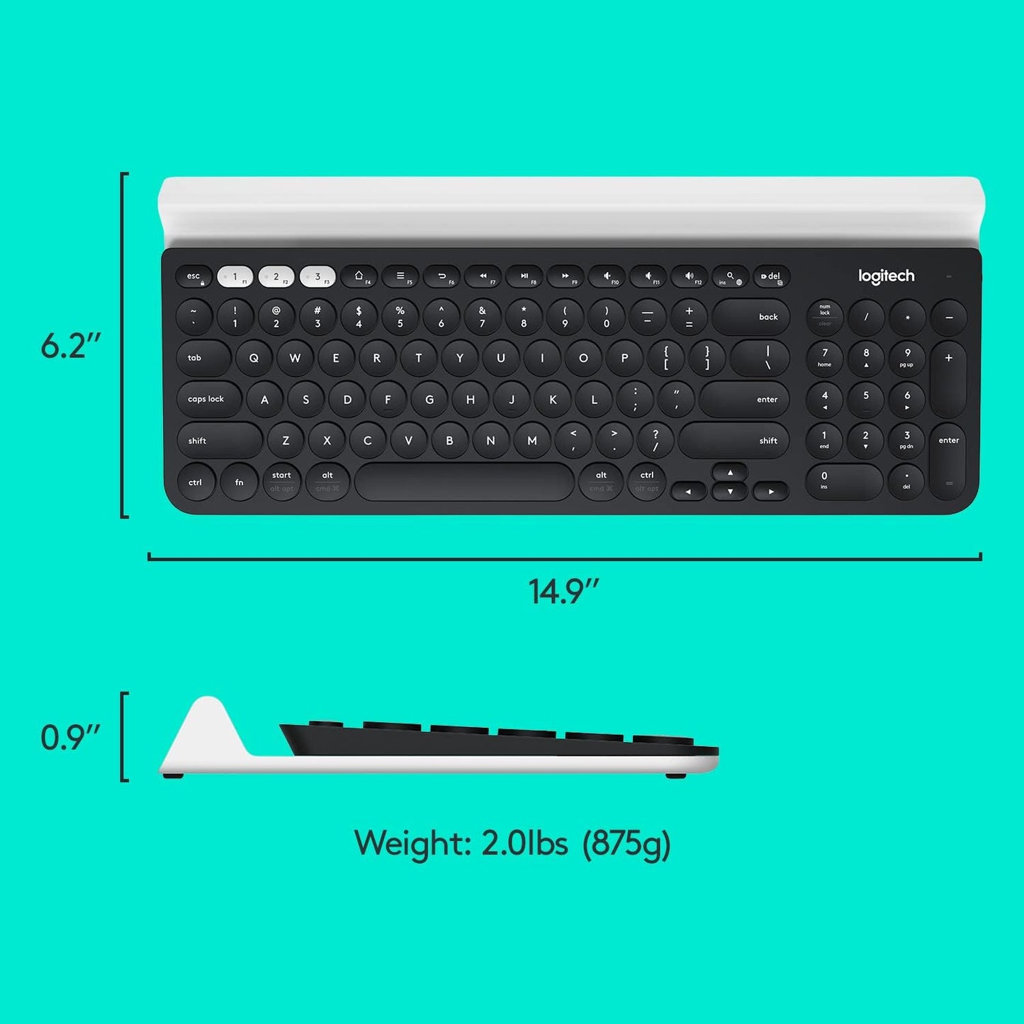 Logitech Teclado inalámbrico multidispositivo K780 con base incorpo...