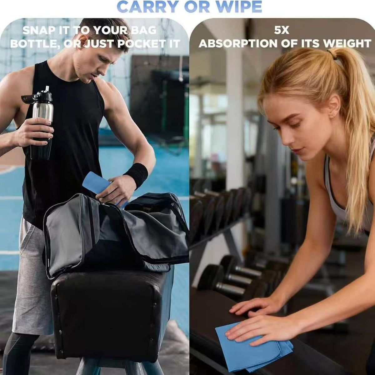 Vnoss Toallas de gimnasio de microfibra, de secado rápido, altament...