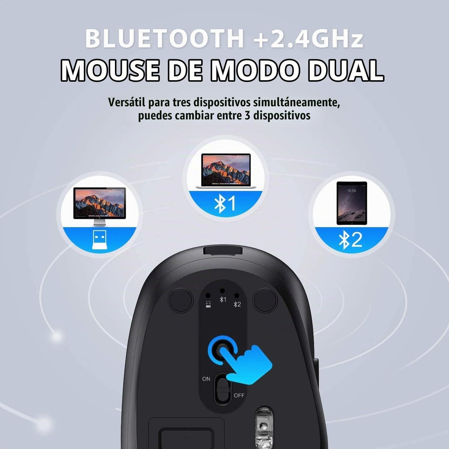 iClever Combo de teclado y mouse Bluetooth DK03, tamaño completo de...