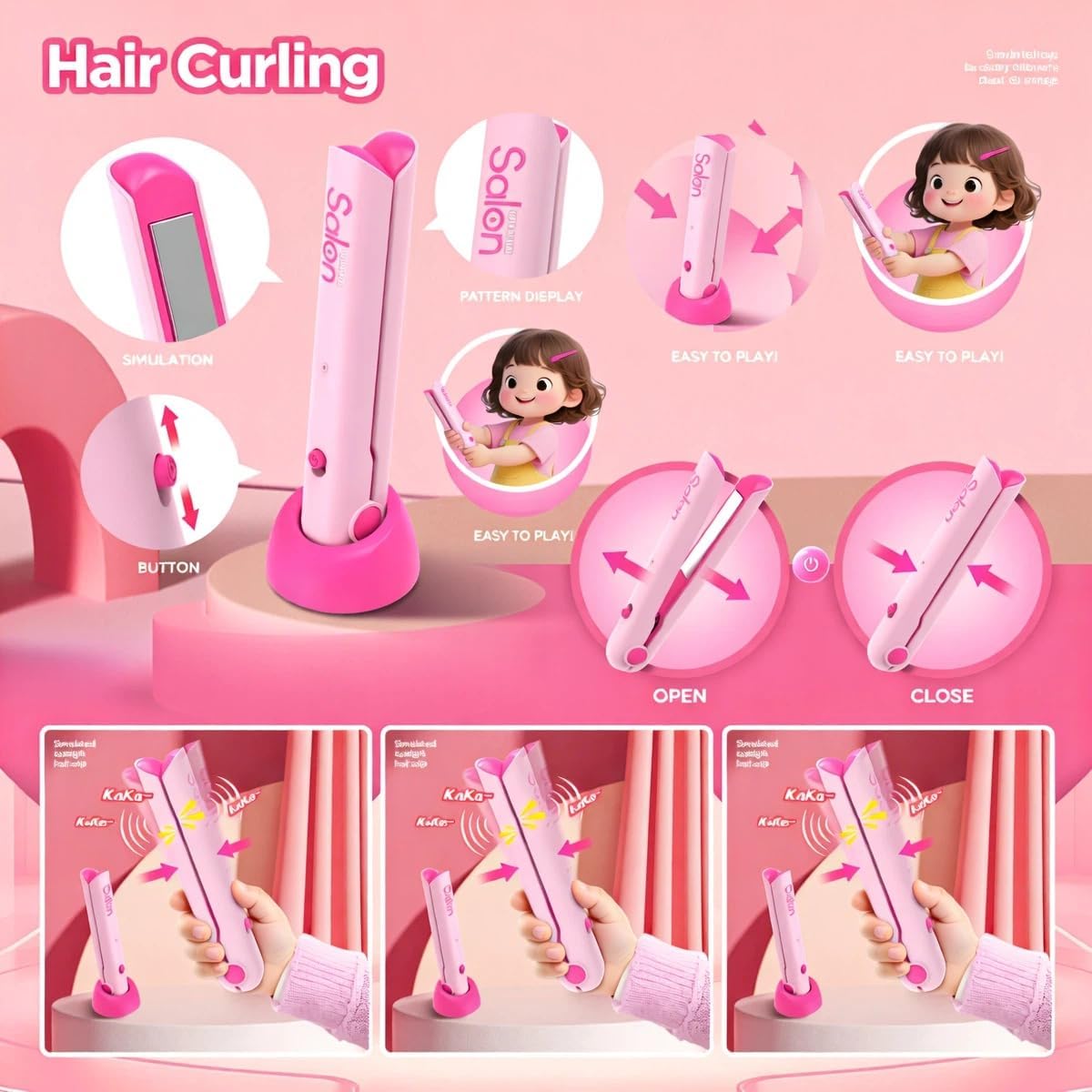 Juego de maquillaje de tocador de peluquería para niñas, regalos de...