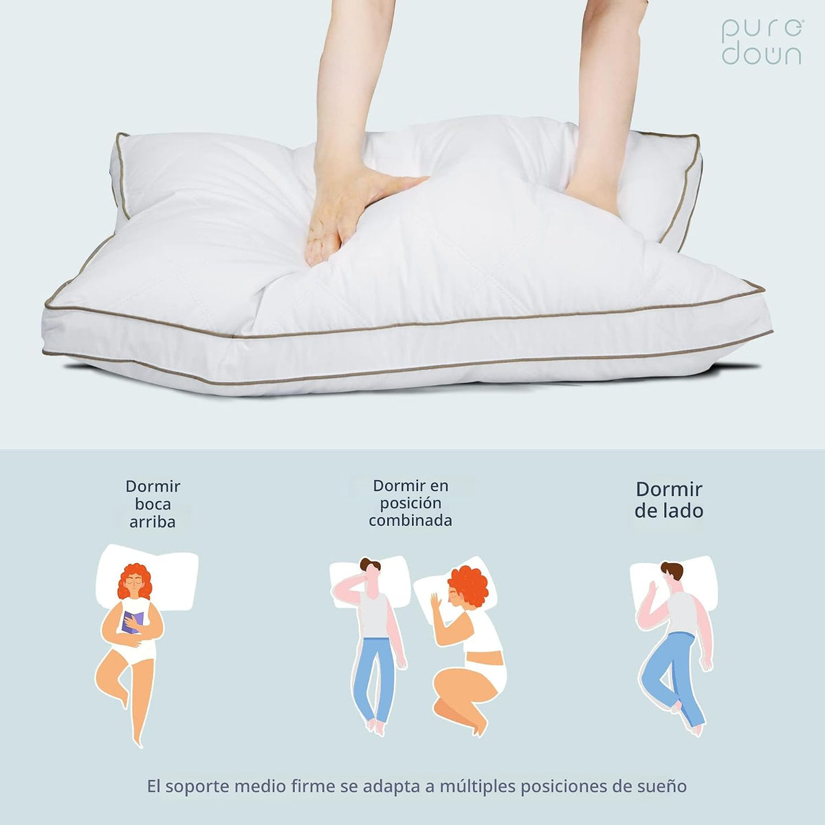 puredown® Almohadas de plumas y plumón de ganso para dormir, almoha...