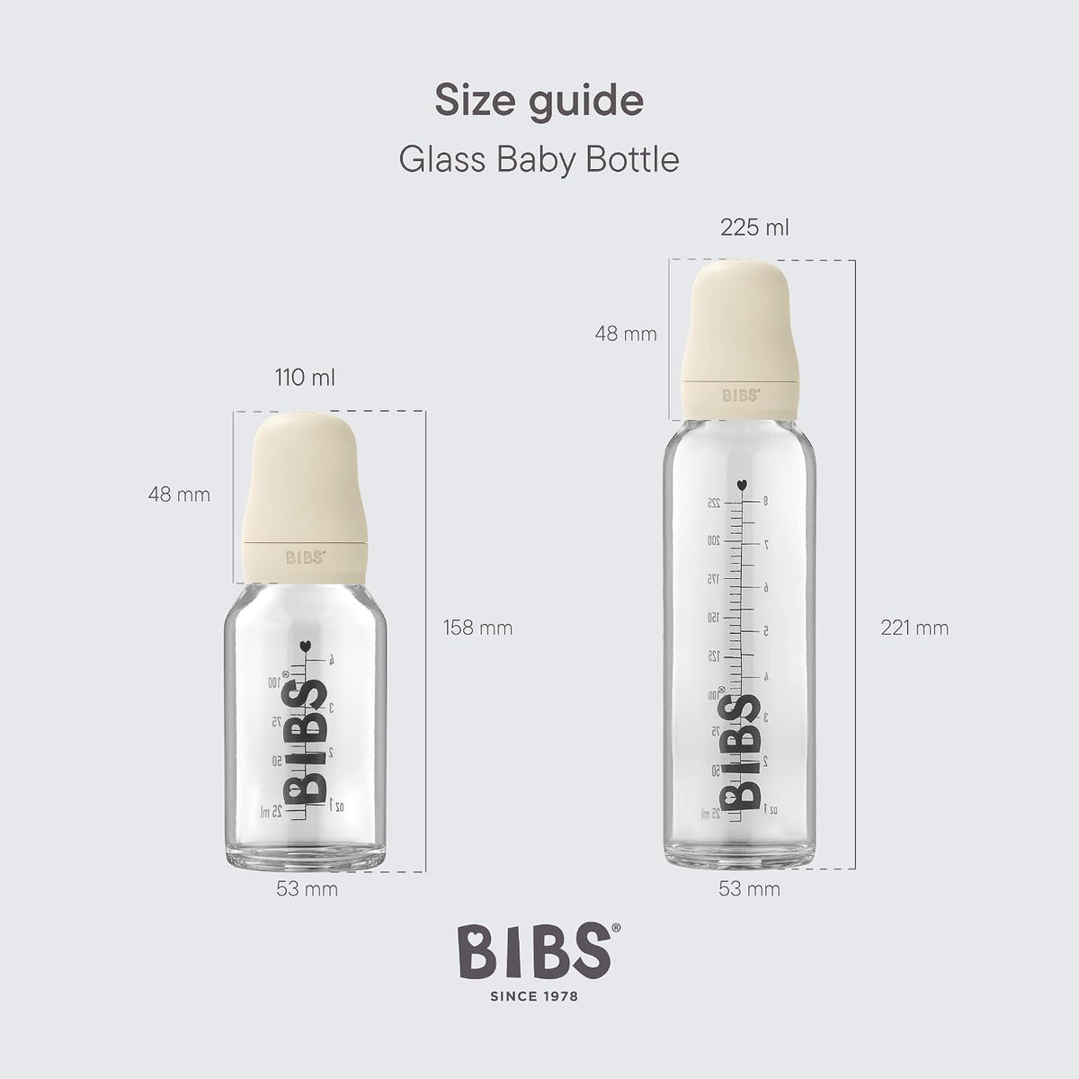 BIBS Botella de vidrio para bebé. Anticólico. Tetilla de látex de g...